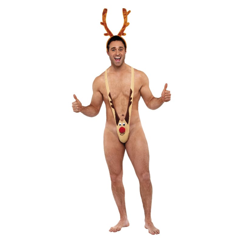 Costume Adult Mankini Rudolf XMAS