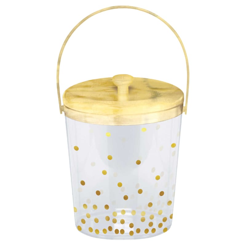 Ice Bucket Gold Dots Clear Plastic