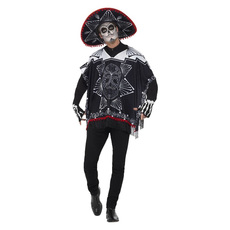Costume Adult Poncho Day of the Dead
