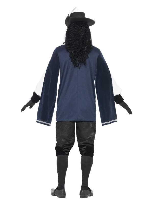 Musketeer Male Costume Adult Tabard Top Hat Blue
