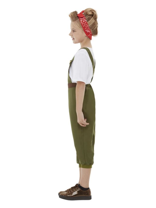 Costume Smiffys WW2 Little Land Girl Per Bambina | Completo Con Top, Salopette E Foulard | Taglia 7-9 Anni