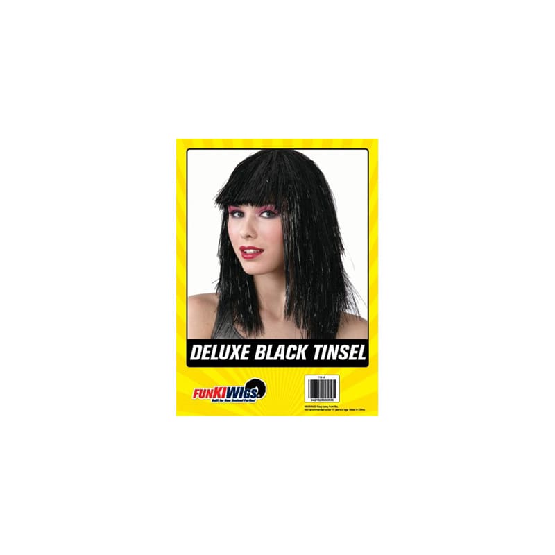 Wig Tinsel Black Deluxe