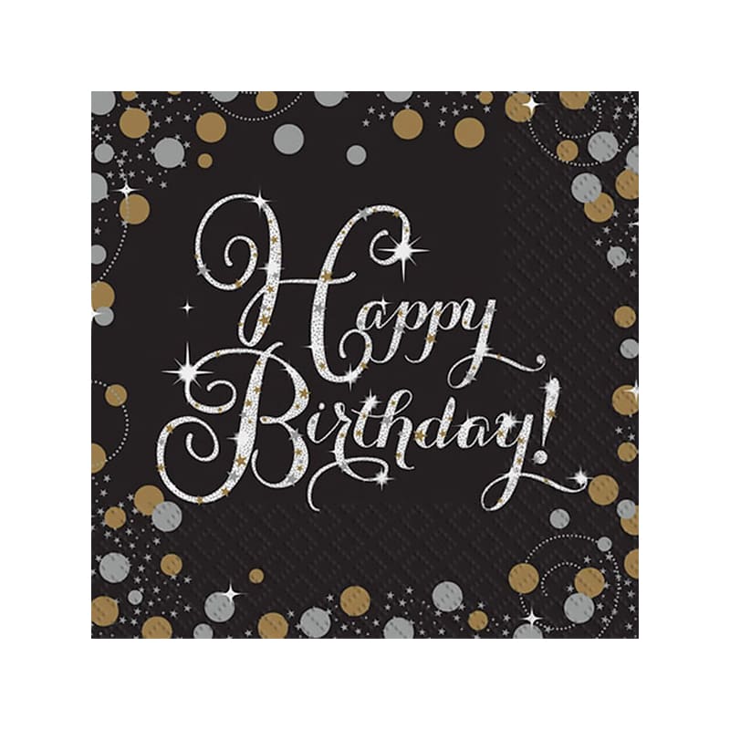 Napkins Lunch Birthday Sparkling BlaPk16