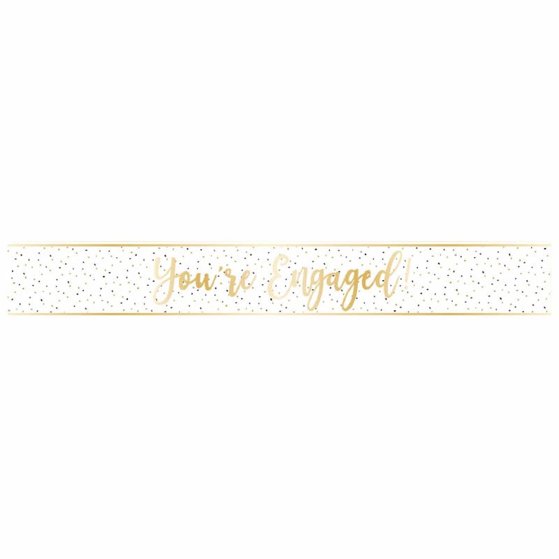 Amscan Banner Fidanzamento 'You're Engaged' – 2,7m, Oro E Bianco Con Scritta In Oro, Decorazione In Lamina Per Pareti
