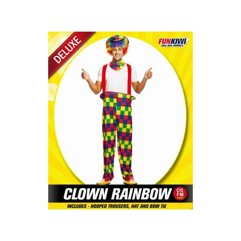Costume Adult Clown Rainbow Hooped
