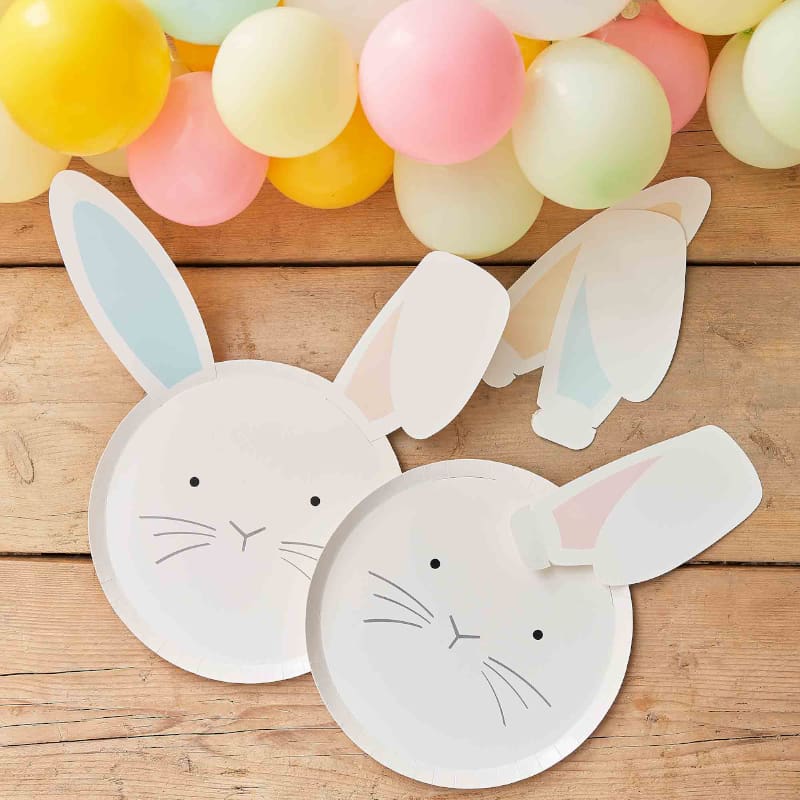 Easter Eggciting Plates Paper Bunny Pk8