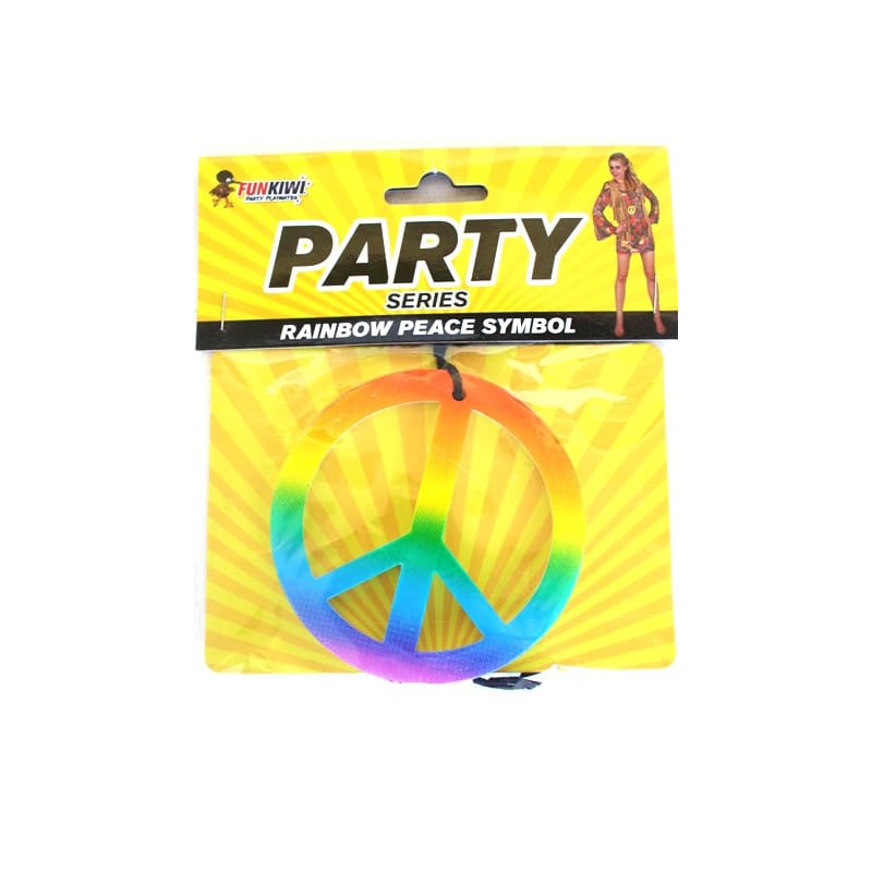 Necklace Hippie Peace Sign Rainbow