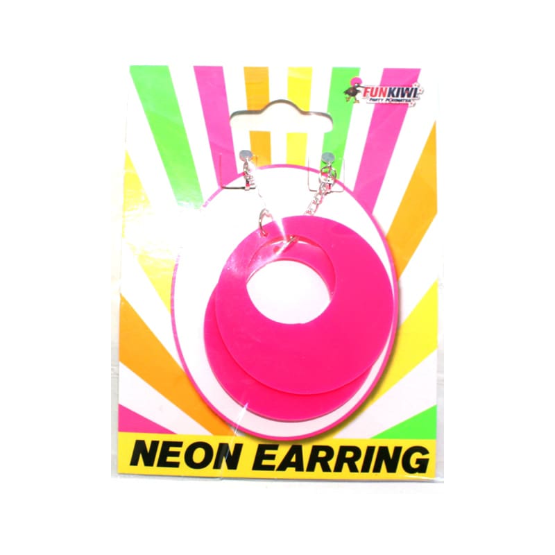 Earrings Oval Neon Pink Clip On