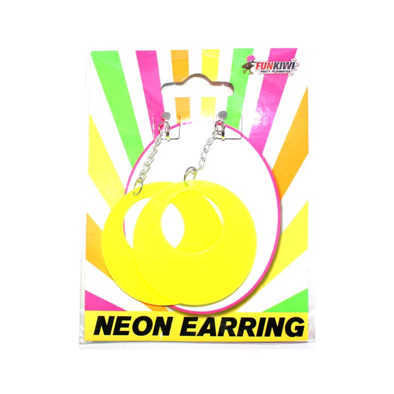 Earrings Oval Neon Yellow Clip On