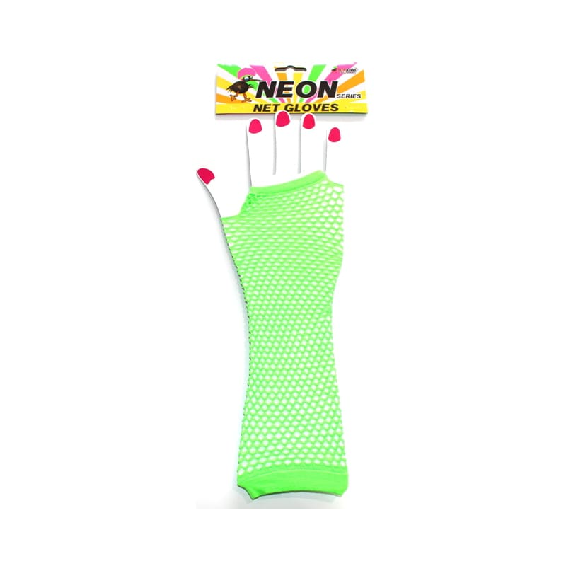 Gloves Fingerless Fishnets Neon Green Lo
