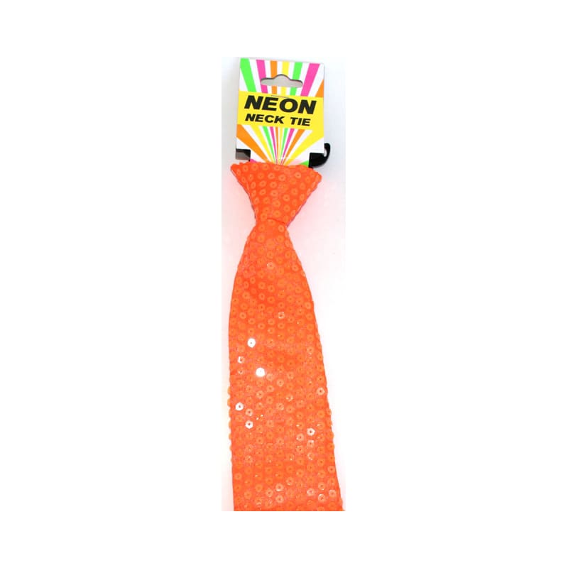 Tie Neon Orange Sequin