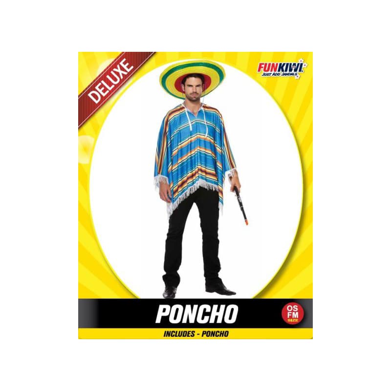 Costume Adult Mexican Poncho Blue