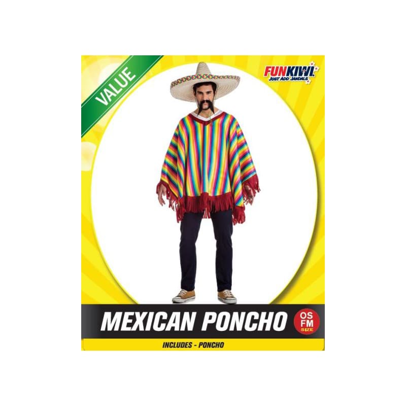 Costume Adult Mexican Poncho Multi Verti