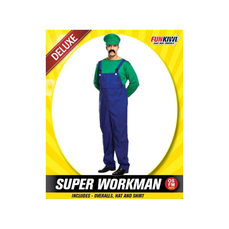 Costume Adult Luigi Super Workman