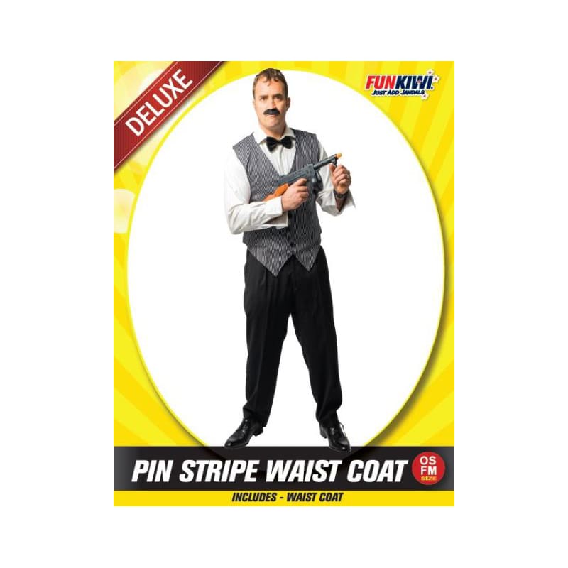 Costume Adult Pin Stripe Vest Black Whit