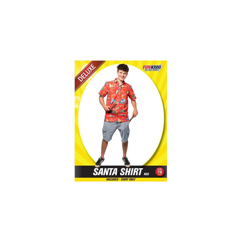 Costume Adult Santa Shirt Red DNR