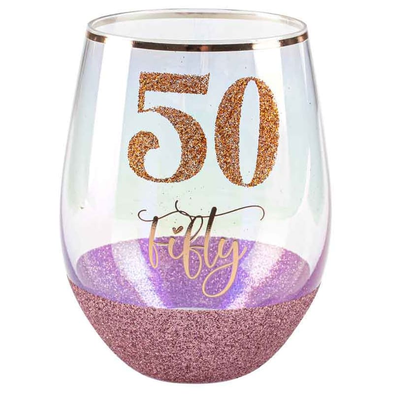 Wine Glass Stemless 50 Glitter Pink