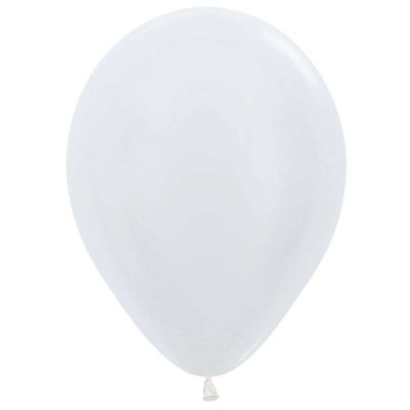 Balloons 12cm Metallic White Pk50