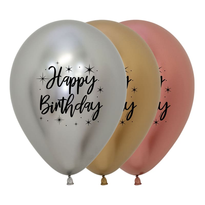 Balloons 30cm Birthday Reflex Asst Pk12