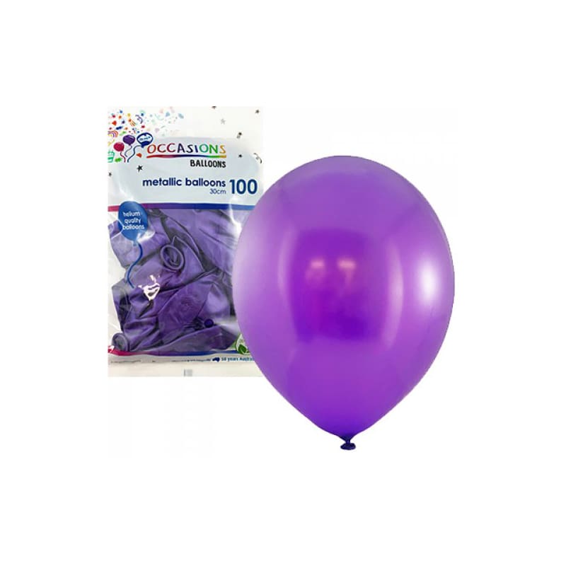 Balloons 30cm Metallic Purple Pk100