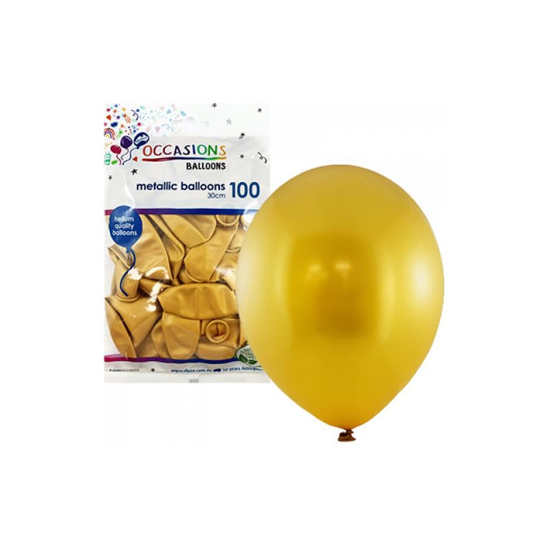 Balloons 30cm Metallic Gold Pk100