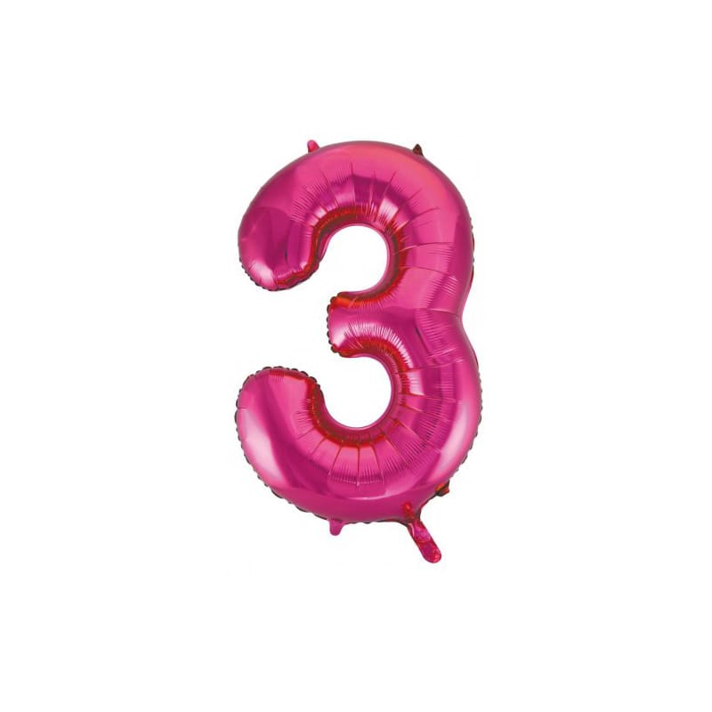 Foil Shape Number 3 Hot Pink 86cm
