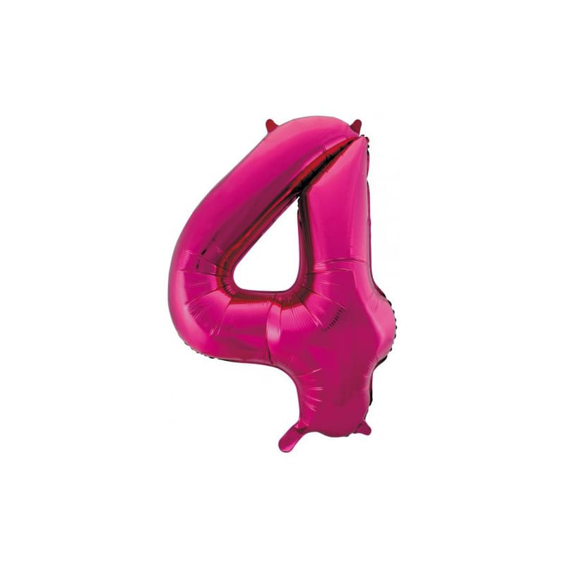 Foil Shape Number 4 Hot Pink 86cm