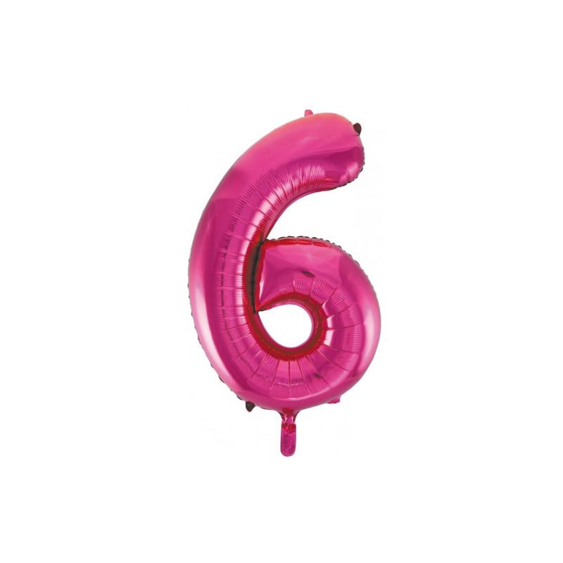 Foil Shape Number 6 Hot Pink 86cm