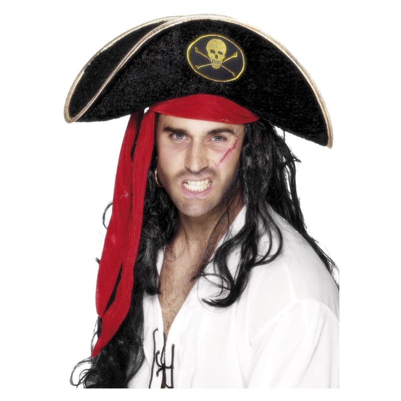 Hat Pirate Skull and Cross Black