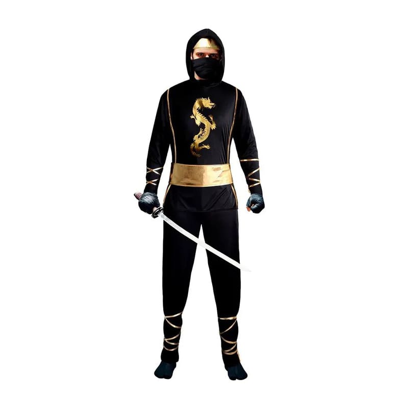 Costume Adult Ninja Black Gold Dragon M