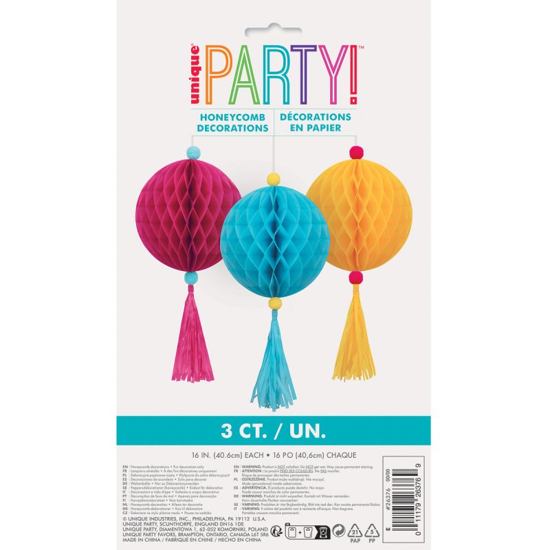 Hanging Honeycomb Ball Tassel Pk3 DNR