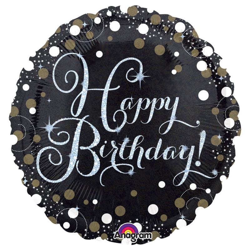 Foil 45cm Happy Birthday Sparkle Black