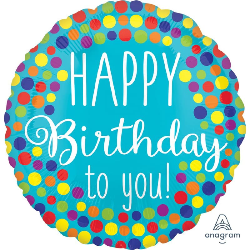 Foil 45cm Happy Birthday To You Dots