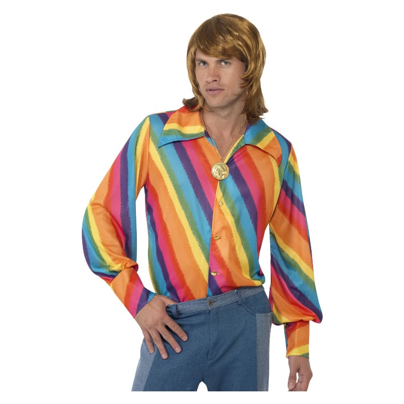 Costume Adult 70's Rainbow Shirt M