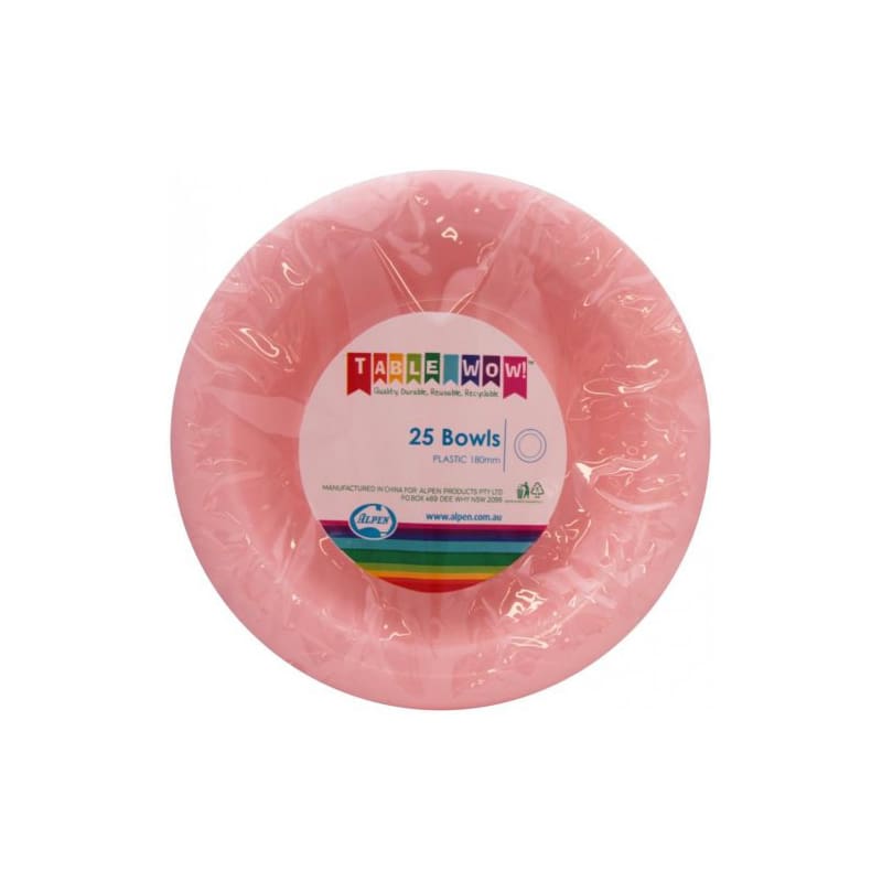 Bowls Premium 180mm Light Pink Pk20