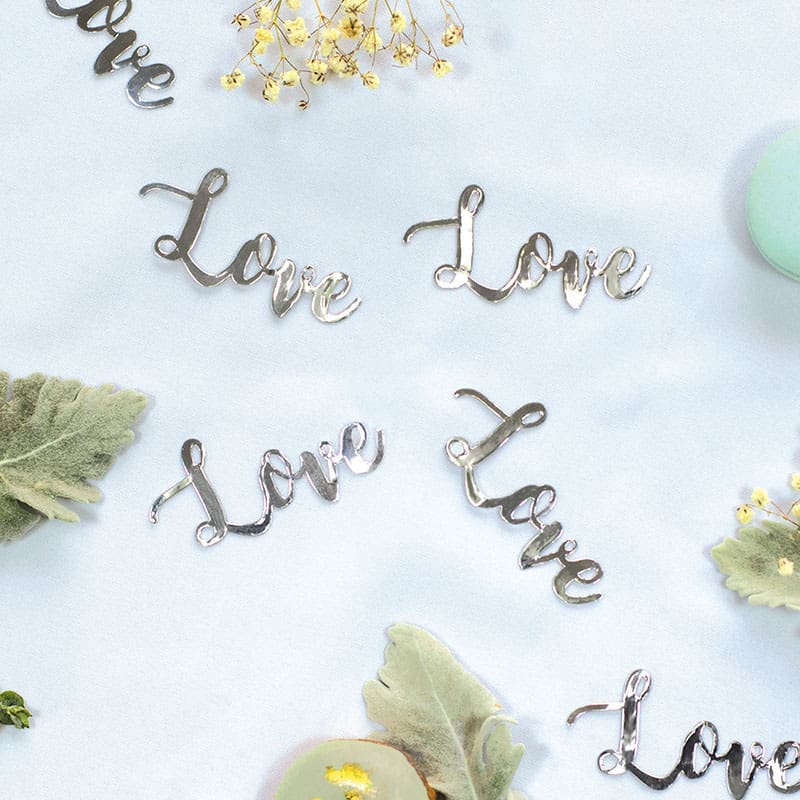 Confetti Jumbo Foil Love Silver Pk20 DNR