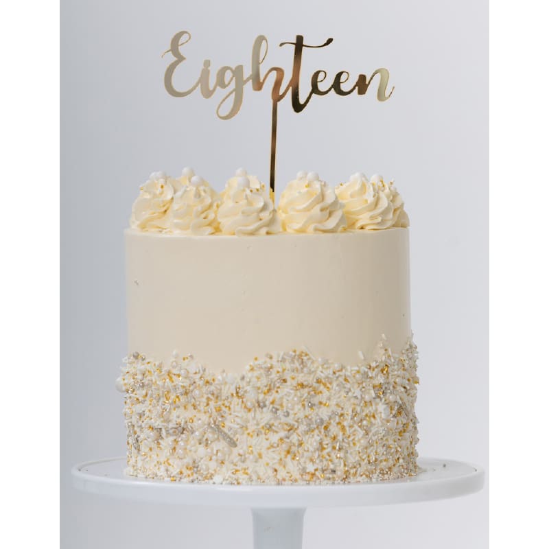 Cake Topper Acrylic Eighteen Gold