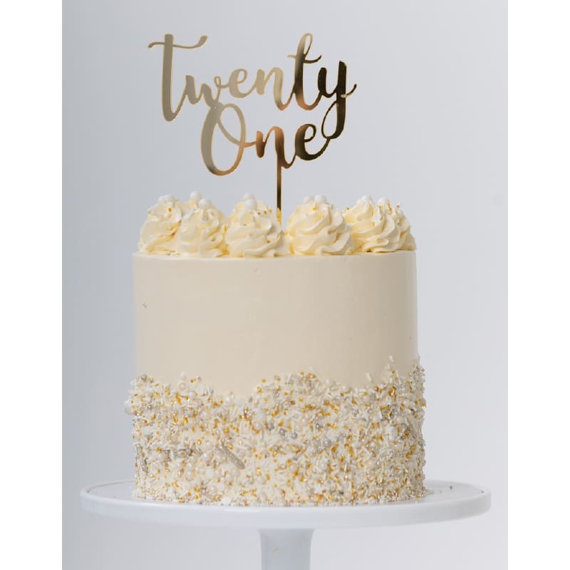 Cake Topper Acrylic Twenty One Gold