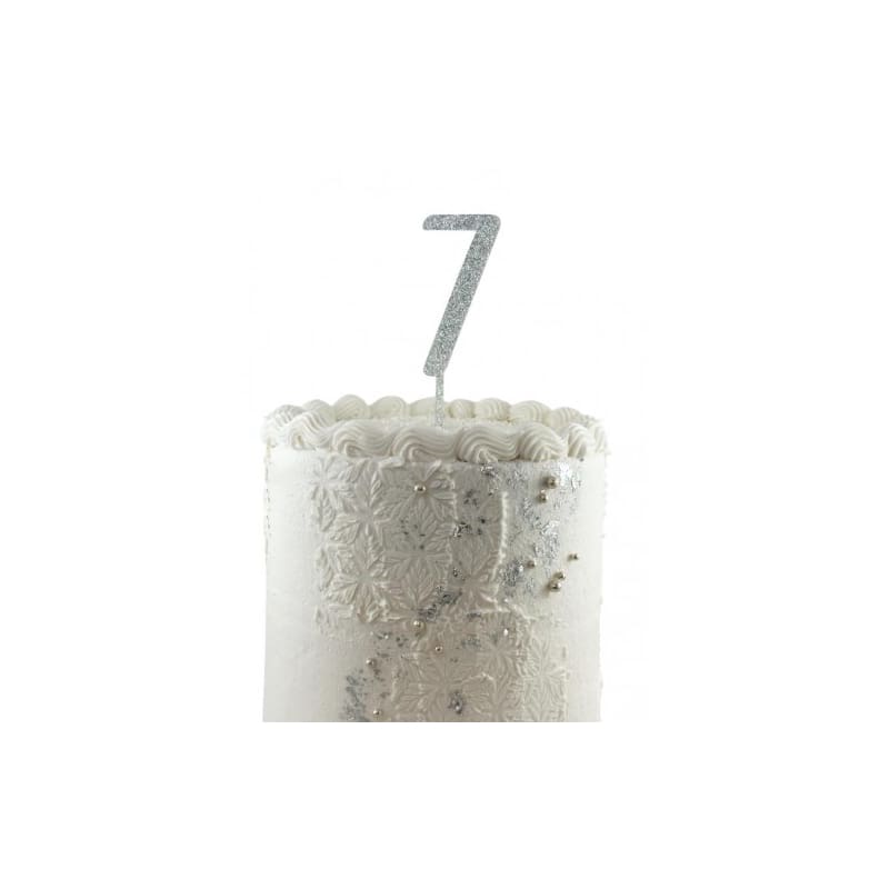 Cake Topper Acrylic Glitter Silver 7