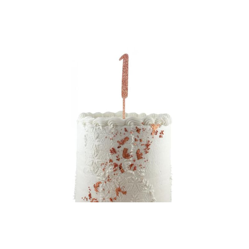 Cake Topper Acrylic Glitter Rose Gold 1