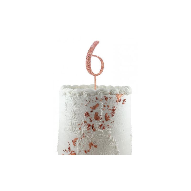 Cake Topper Acrylic Glitter Rose Gold 6