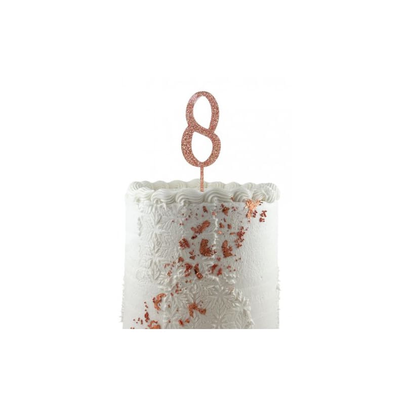 Cake Topper Acrylic Glitter Rose Gold 8