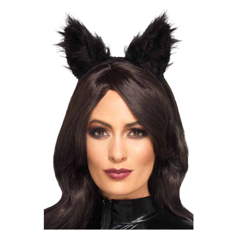 Cat Ears Long Pile Black