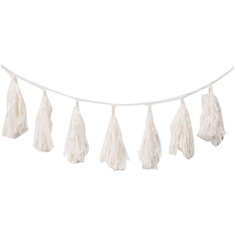 Tassels 30cm White 3m Pk12