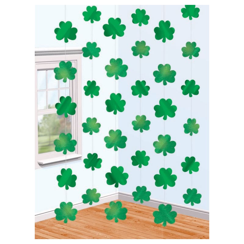 St Patrick Hanging String Shamrock Pk6