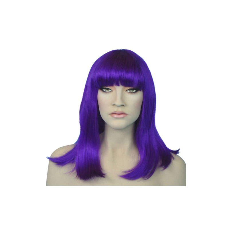 Wig Long Purple with Fringe Cleo Premium