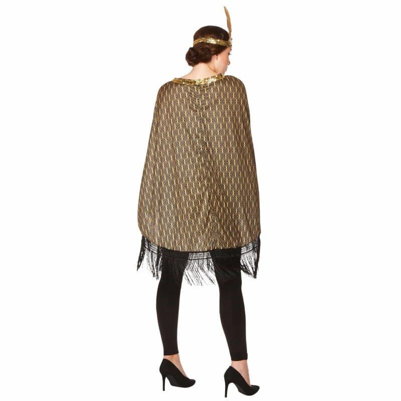 Costume Adult Flapper Poncho Black Gold