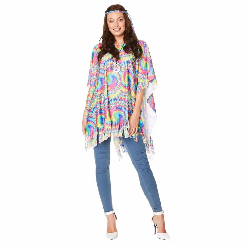Costume Adult Poncho 70's Tie Dye Hippie