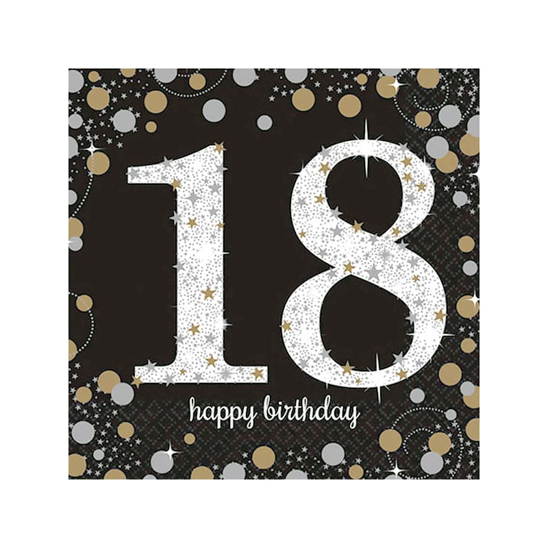 Napkins Lunch 18 Sparkling Black Pk16