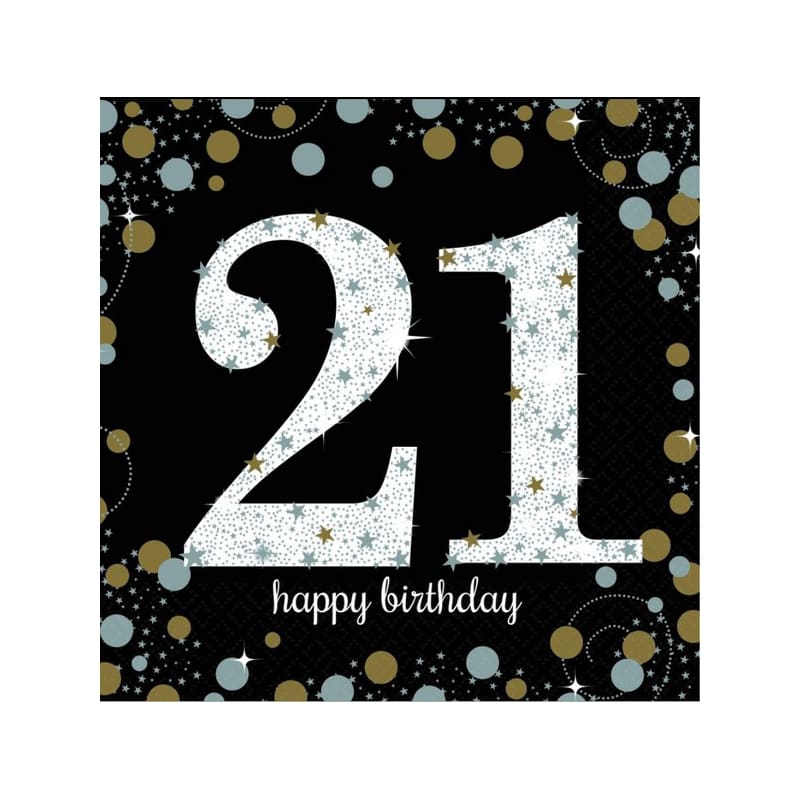 Napkins Lunch 21 Sparkling Black Pk16